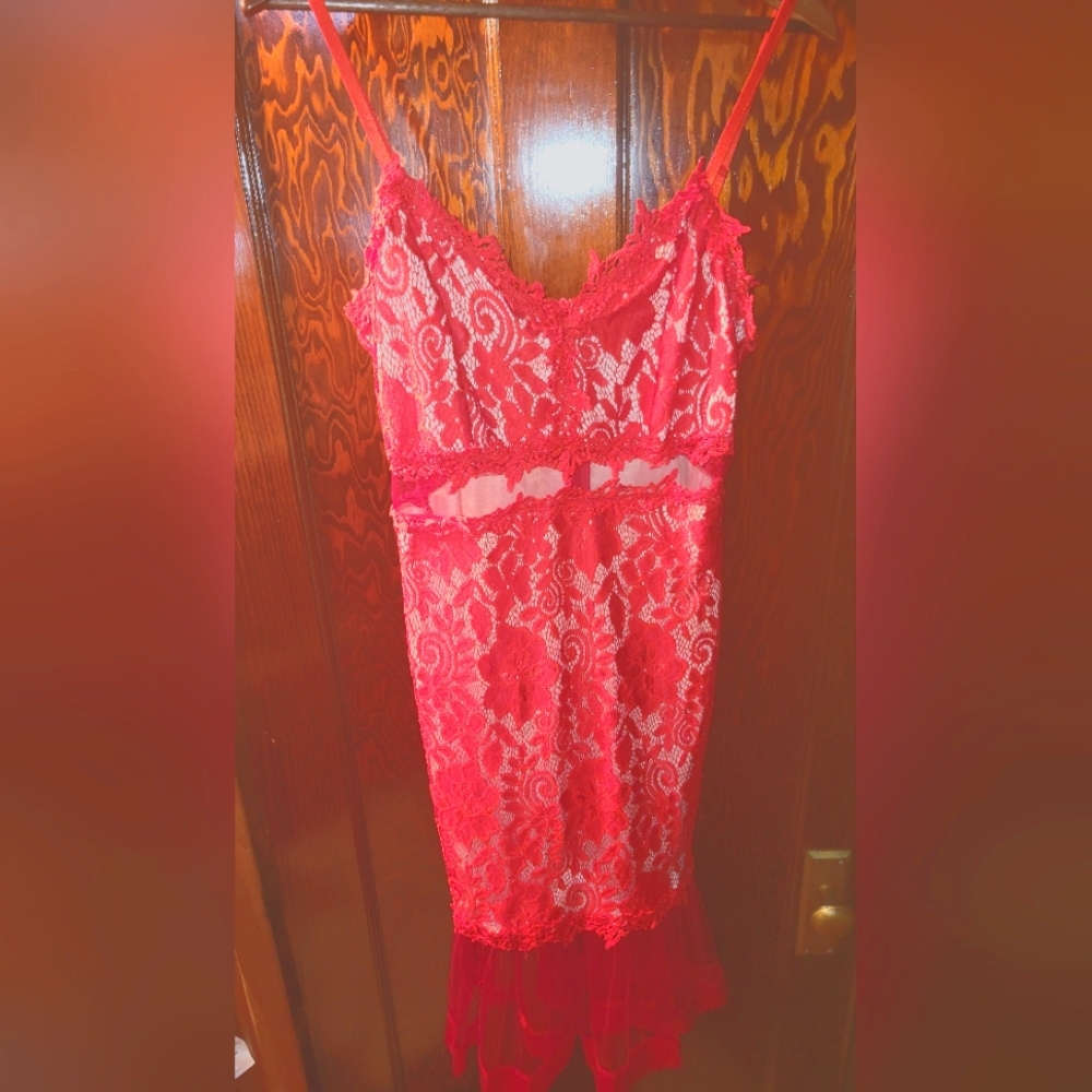Red lace dress